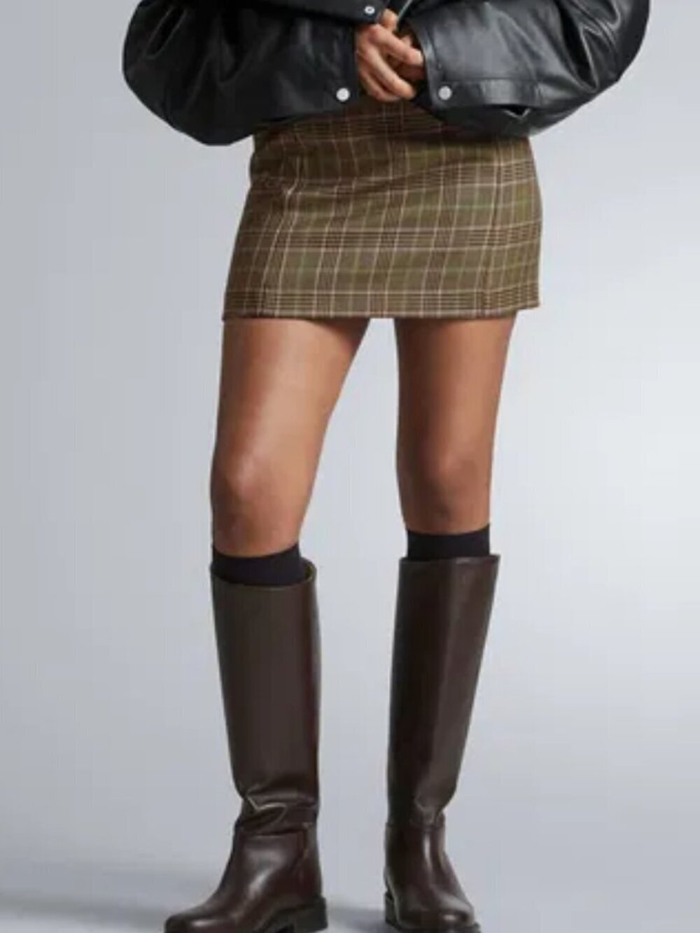 & Other Stories Nilsson Wool Mini skirt Glen plaid brown preppy women new 12